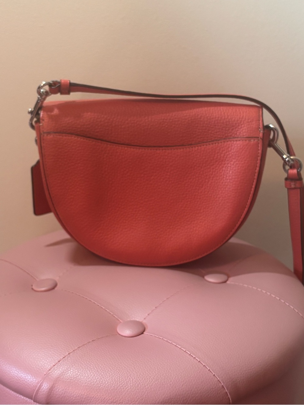 COACH Coral Pebbled Leather Saddle Crossbody Bag - Picture 2 of 5
